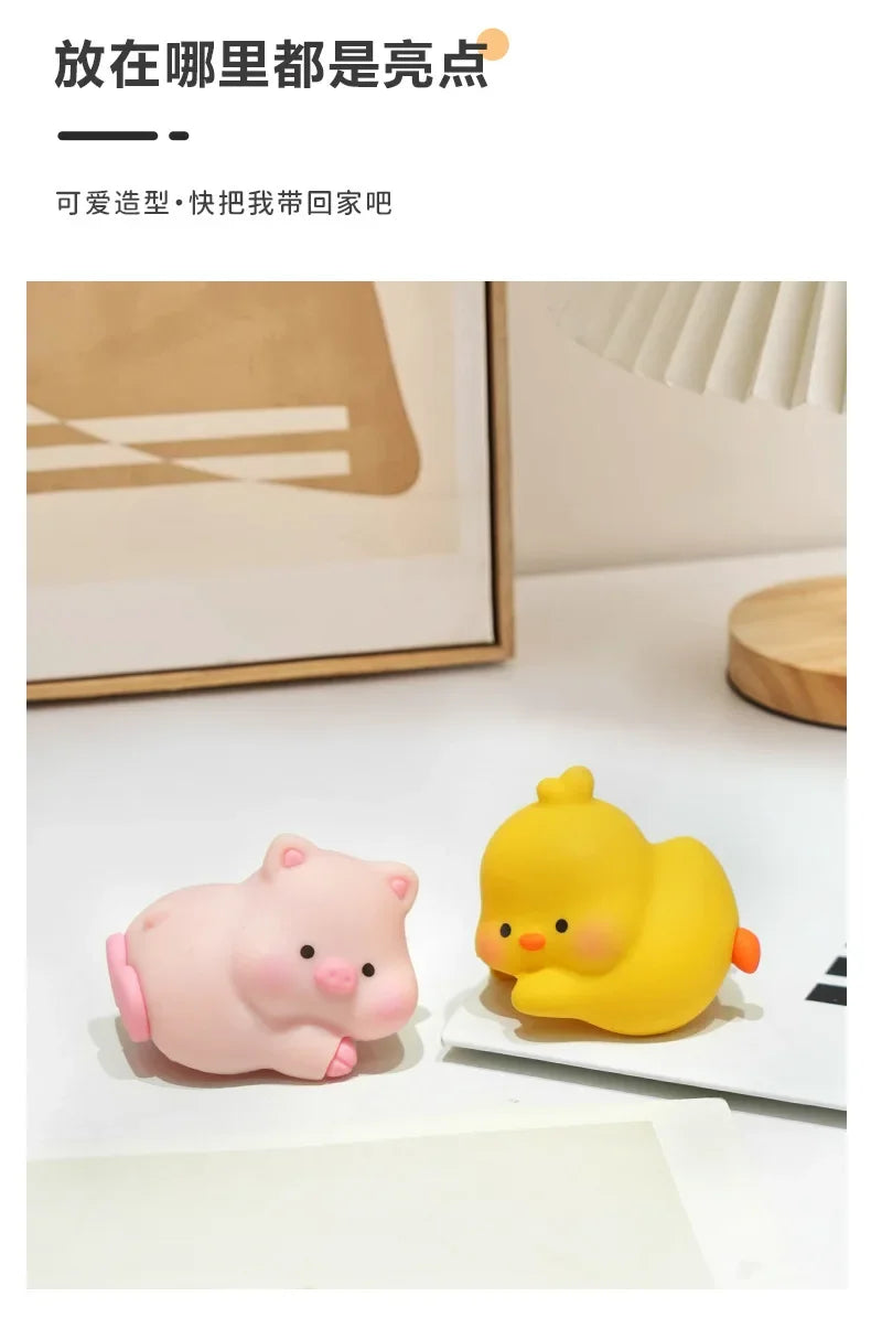 Mini Cartoon Animal Rubber Decorative Toy Cute Computer Desktop Decoration Car