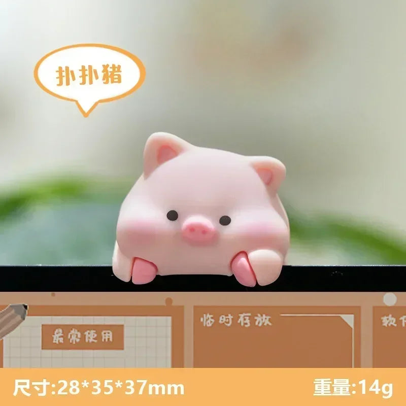 Mini Cartoon Animal Rubber Decorative Toy Cute Computer Desktop Decoration Car