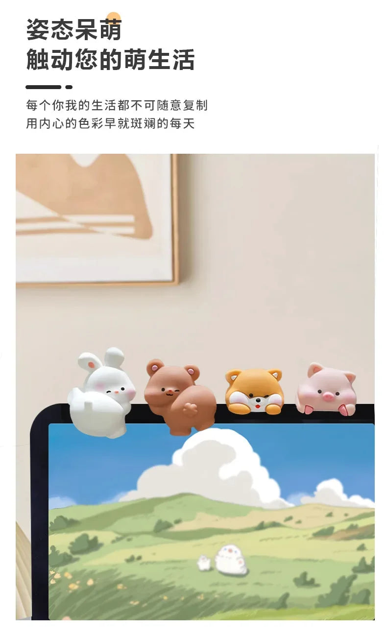 Mini Cartoon Animal Rubber Decorative Toy Cute Computer Desktop Decoration Car