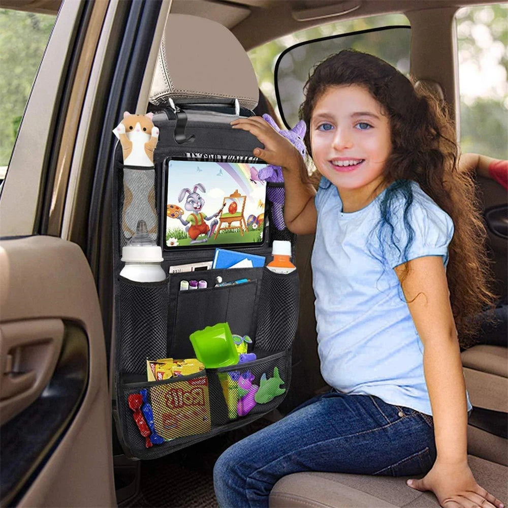Car Backseat Organizer with Touch Screen Tablet Back Protectors
