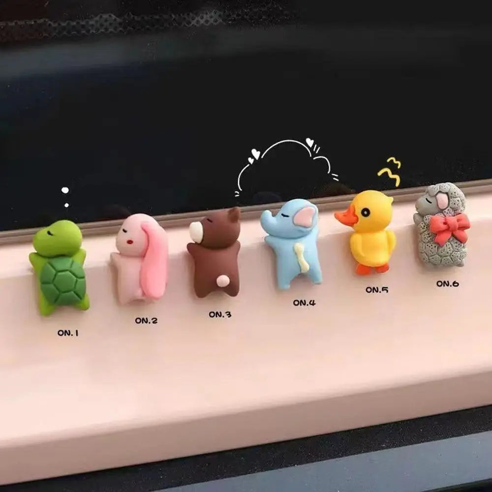 6Pcs/Set Sleeping Mini Animal Car Interior Decoration