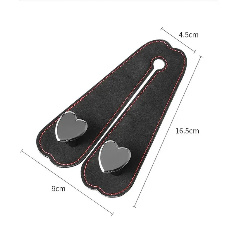 Heart Shape Metal Car Seat Headrest Hooks 2 in 1 Leather Car Seat Back Hook Purse and Bag