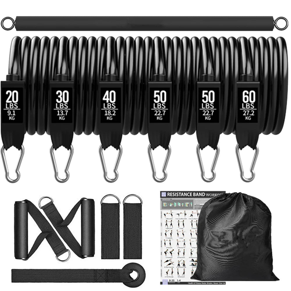 Workout Bar Fitness Resistance Bands Set