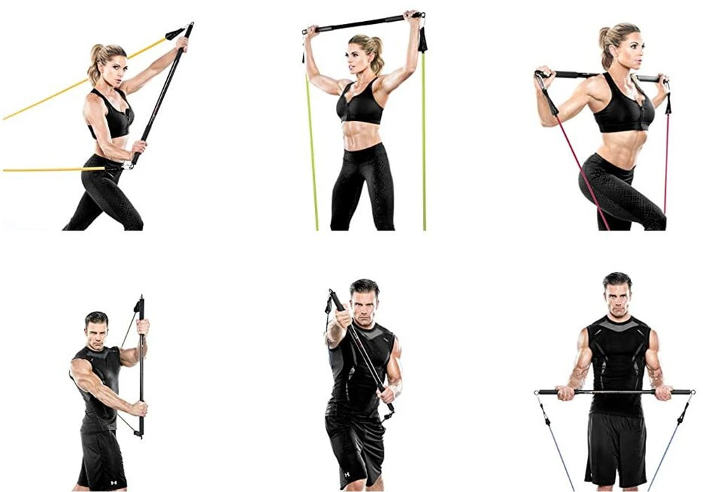 Workout Bar Fitness Resistance Bands Set