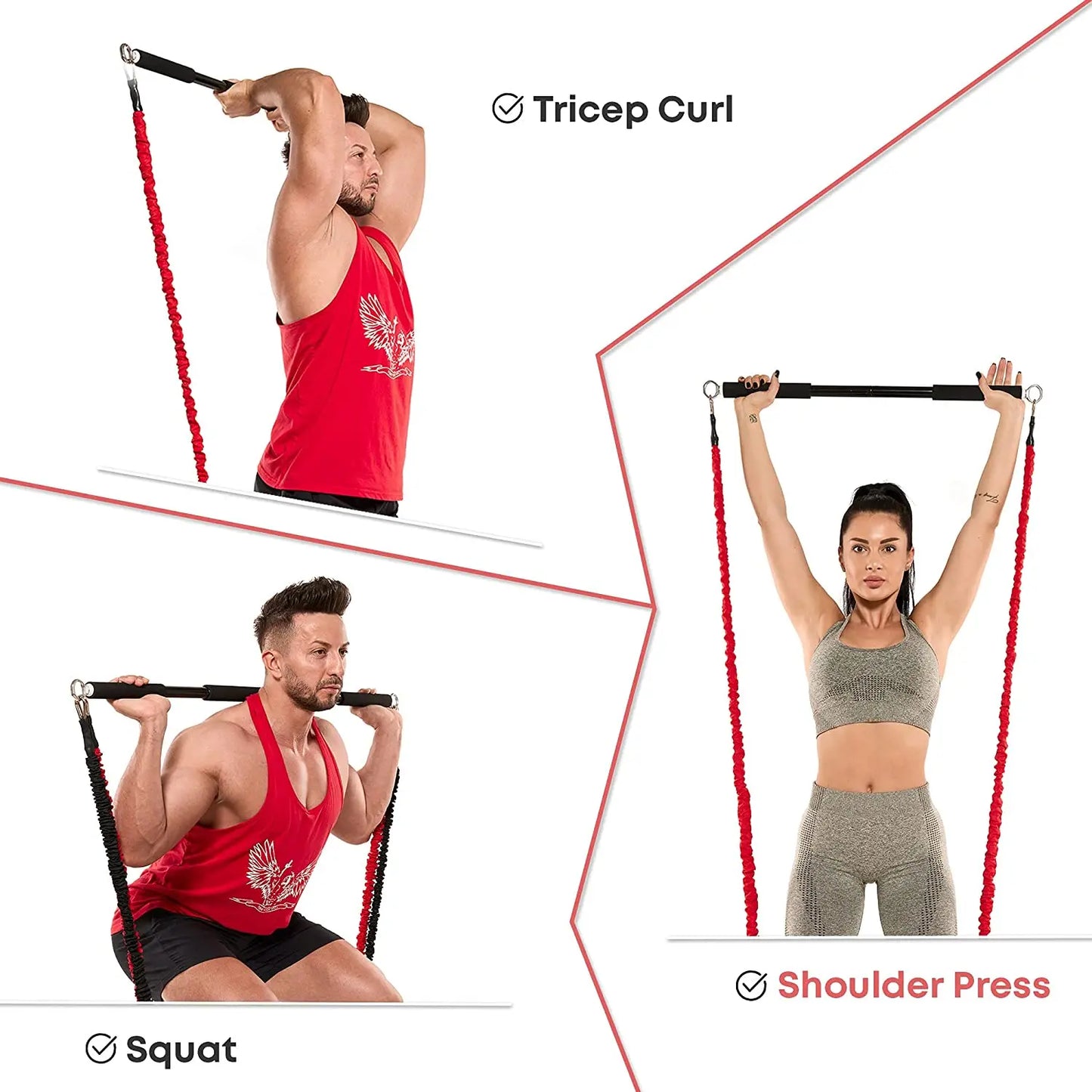 Workout Bar Fitness Resistance Bands Set