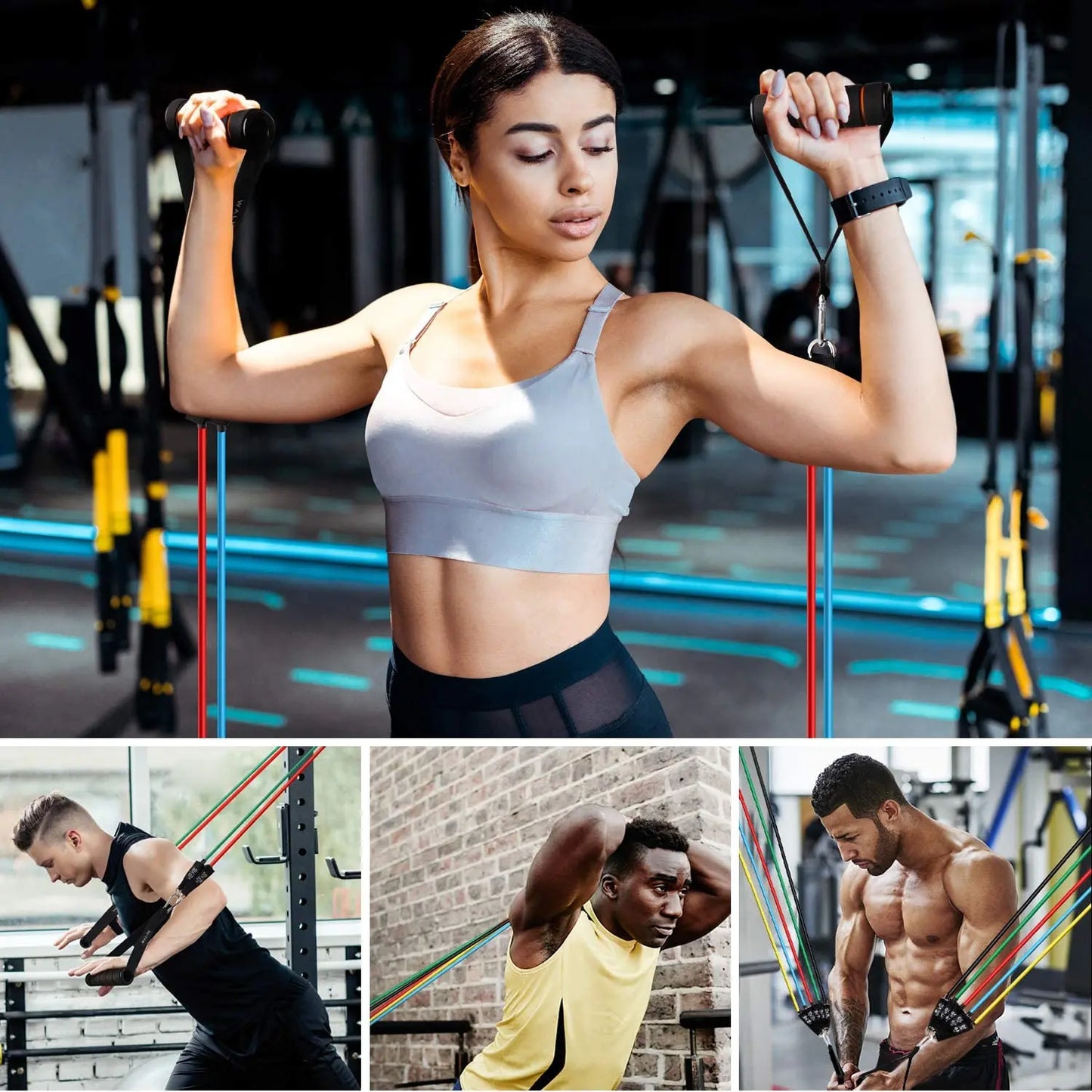 Workout Bar Fitness Resistance Bands Set
