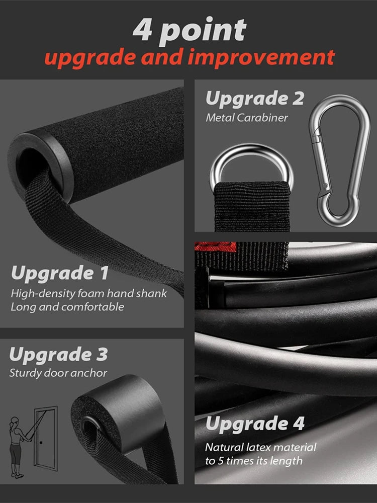 Workout Bar Fitness Resistance Bands Set