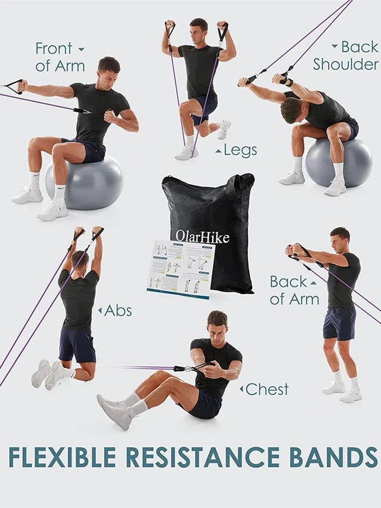 Workout Bar Fitness Resistance Bands Set