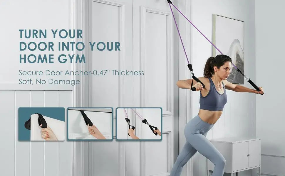 Workout Bar Fitness Resistance Bands Set