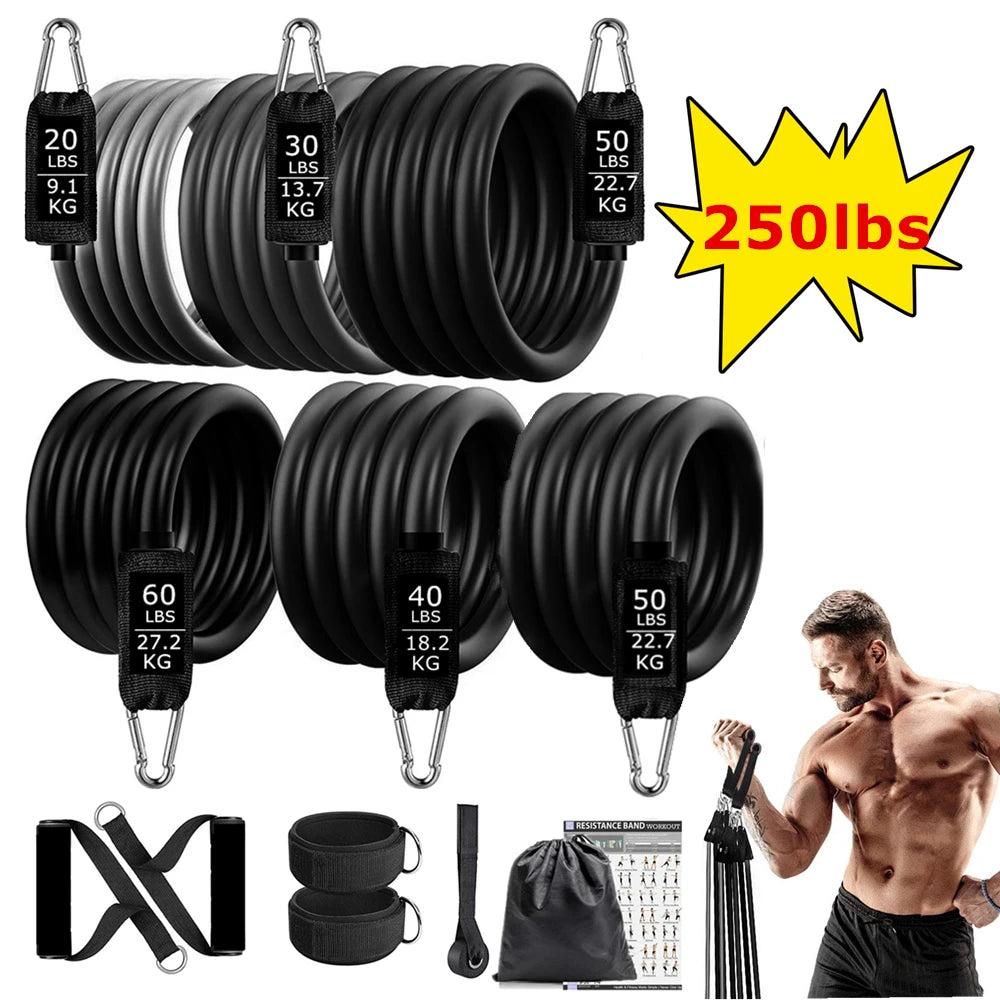 Workout Bar Fitness Resistance Bands Set
