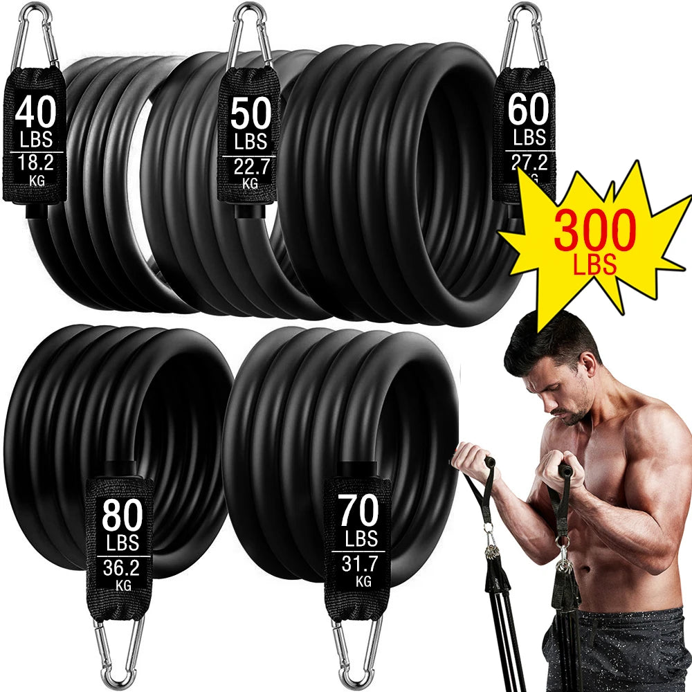 Workout Bar Fitness Resistance Bands Set