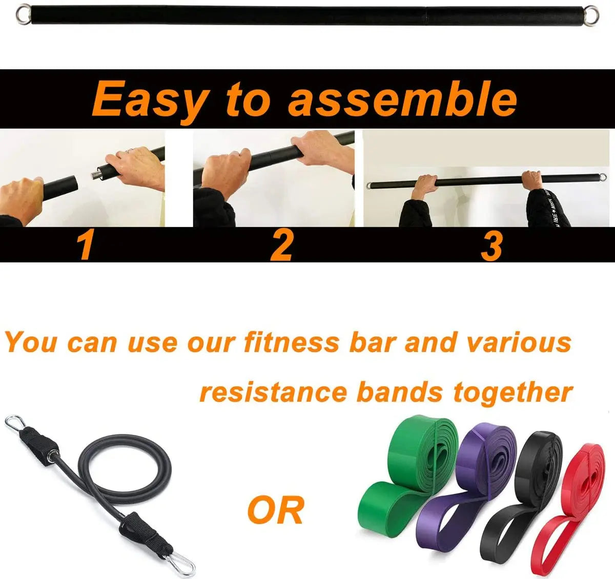 Workout Bar Fitness Resistance Bands Set