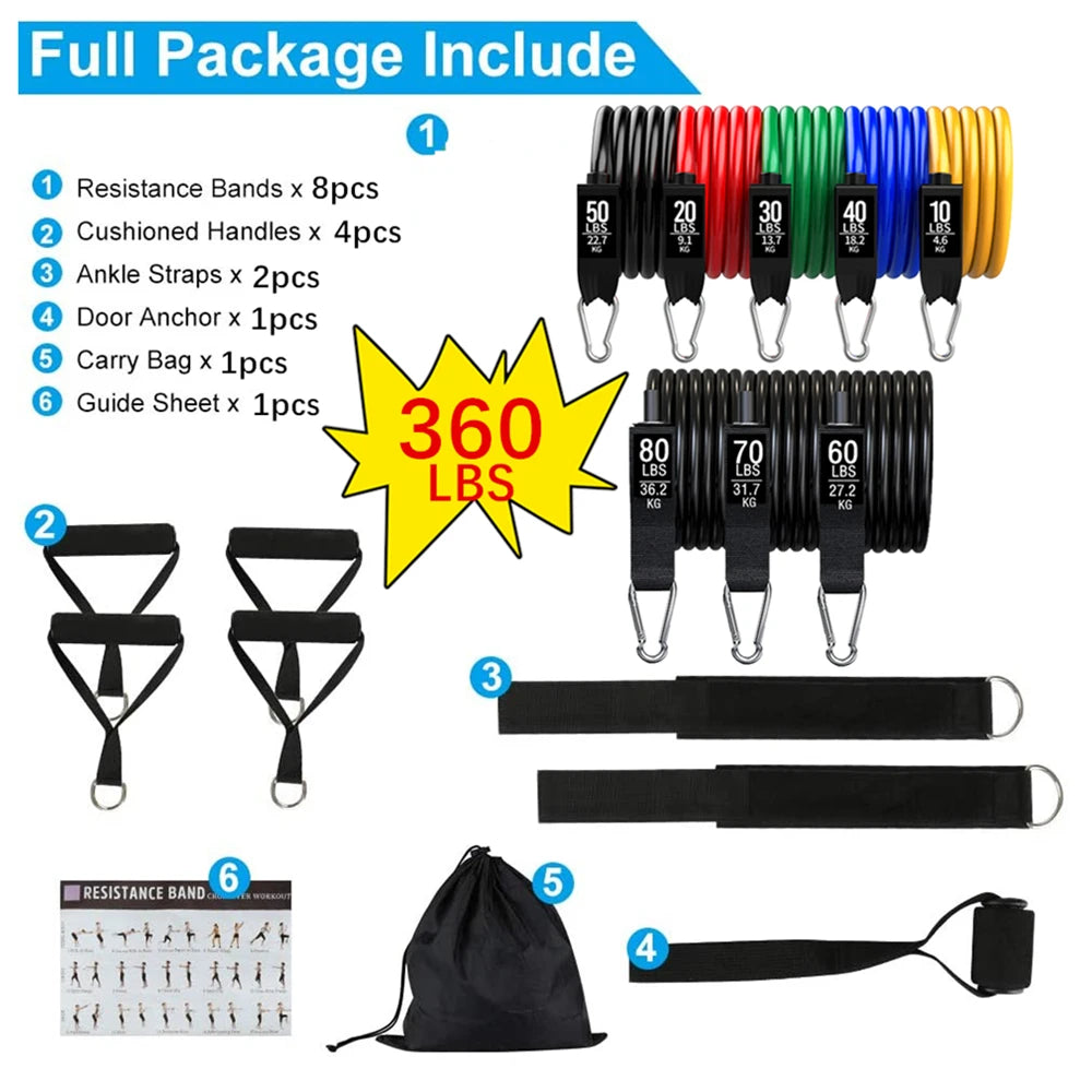 Workout Bar Fitness Resistance Bands Set