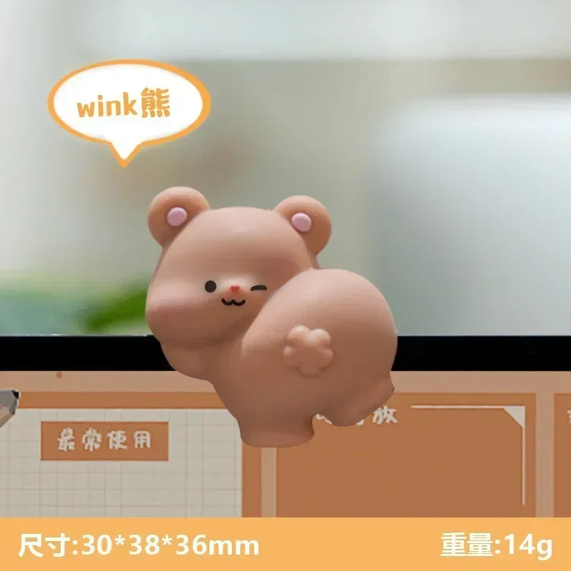 Mini Cartoon Animal Rubber Decorative Toy Cute Computer Desktop Decoration Car