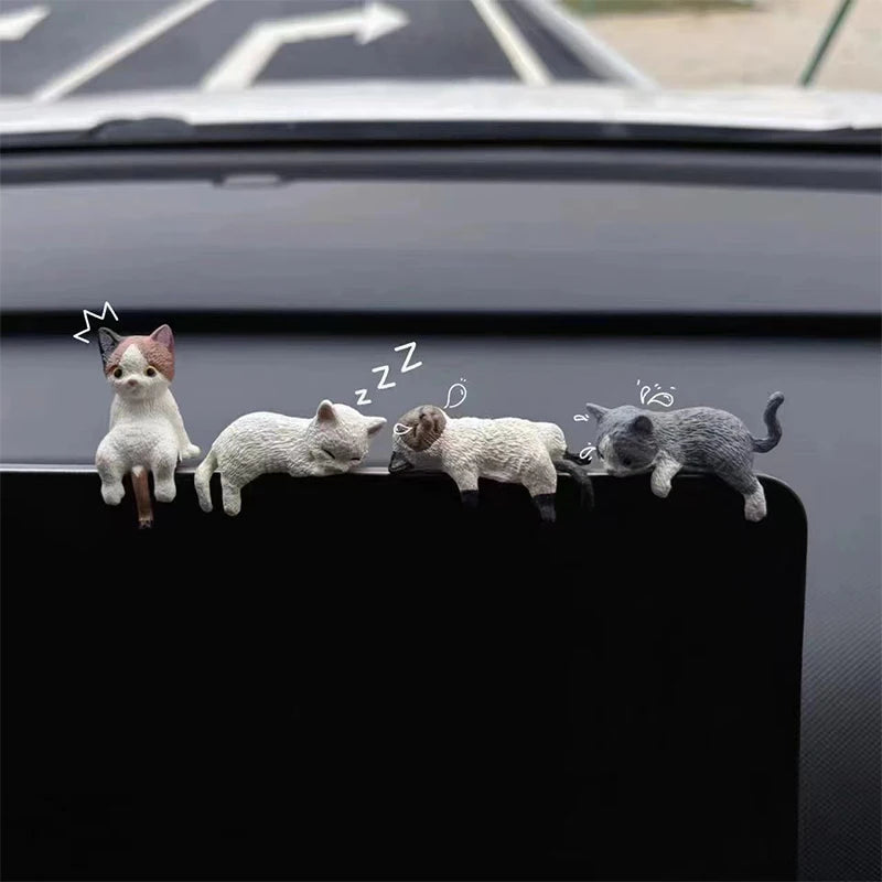 Cartoon Simulation Fish Tank Edge Hang Cat Aquarium Ornament Figurine Miniature Landscape Home Decoration Cute Desktop Gifts