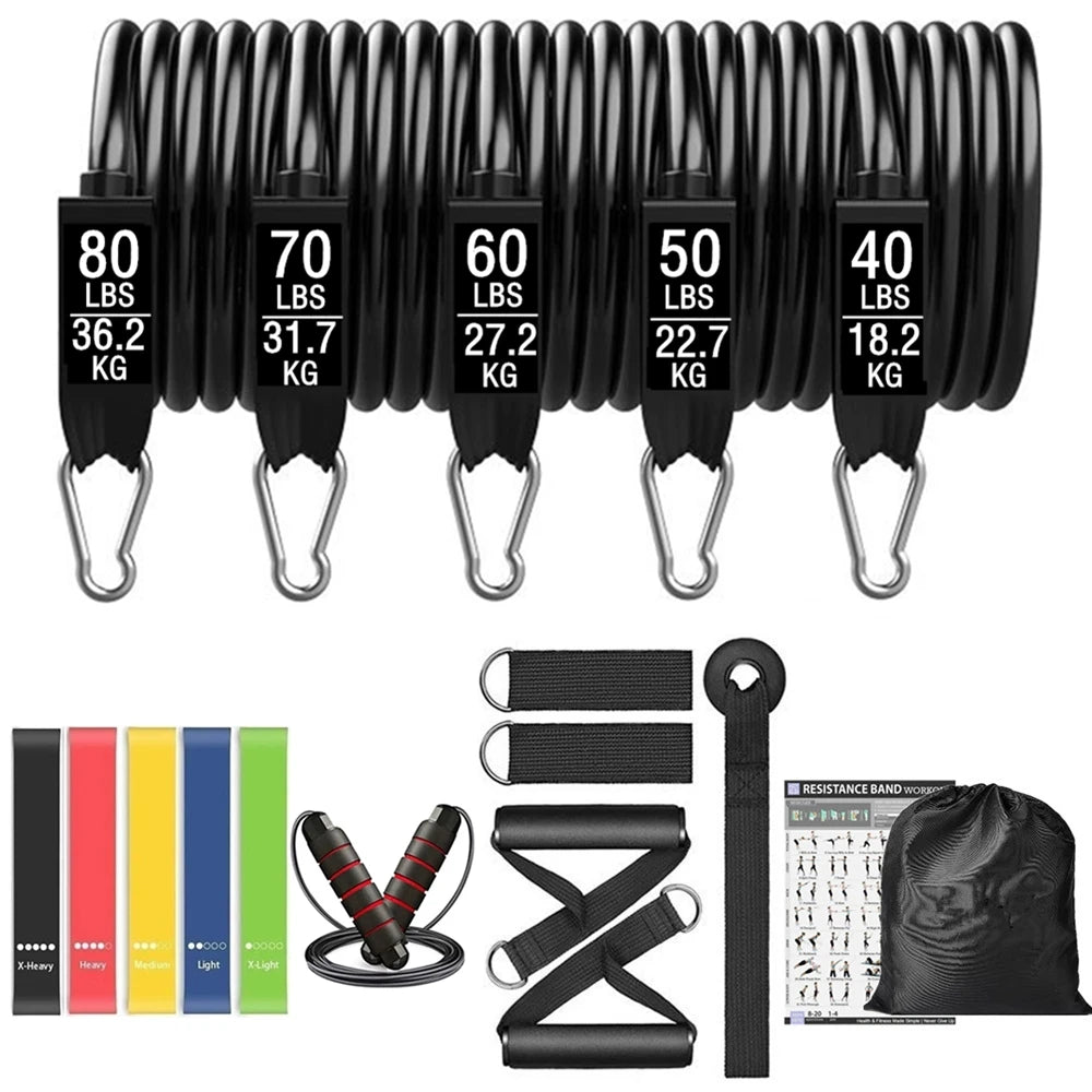 Workout Bar Fitness Resistance Bands Set