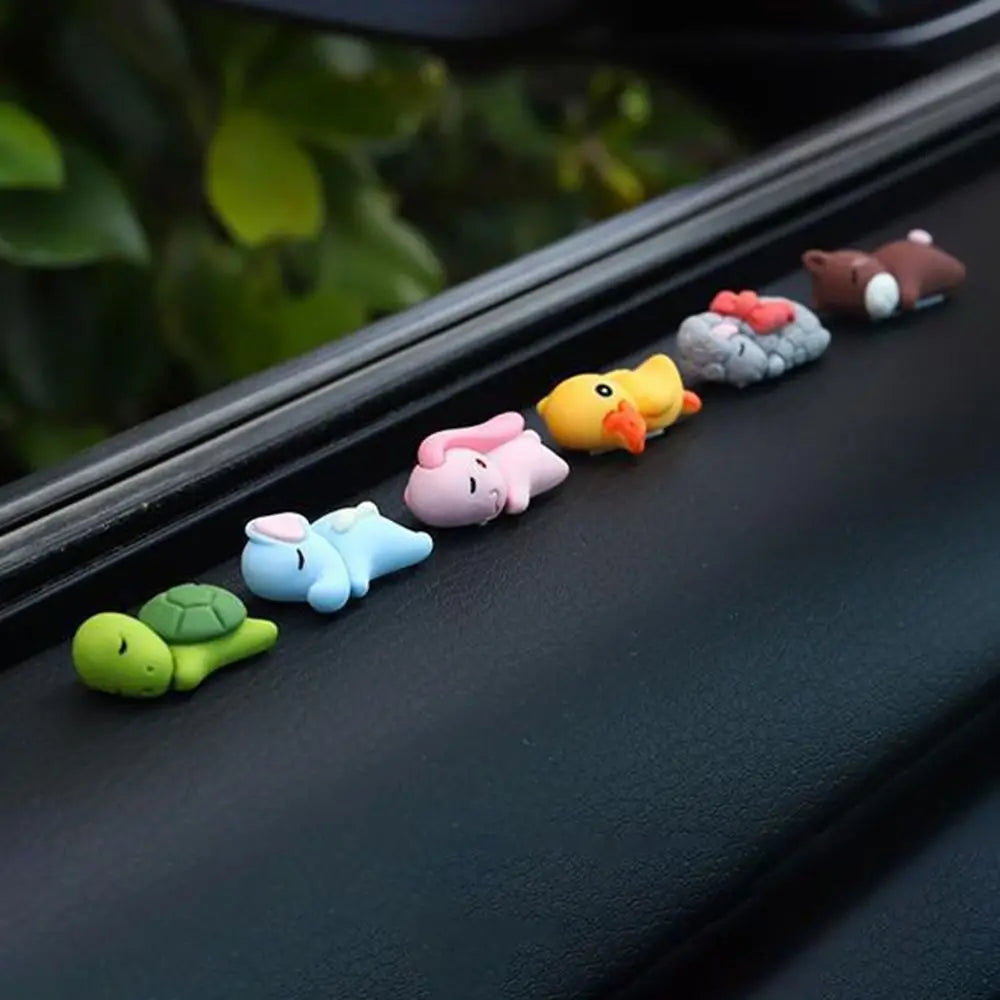 6Pcs/Set Sleeping Mini Animal Car Interior Decoration