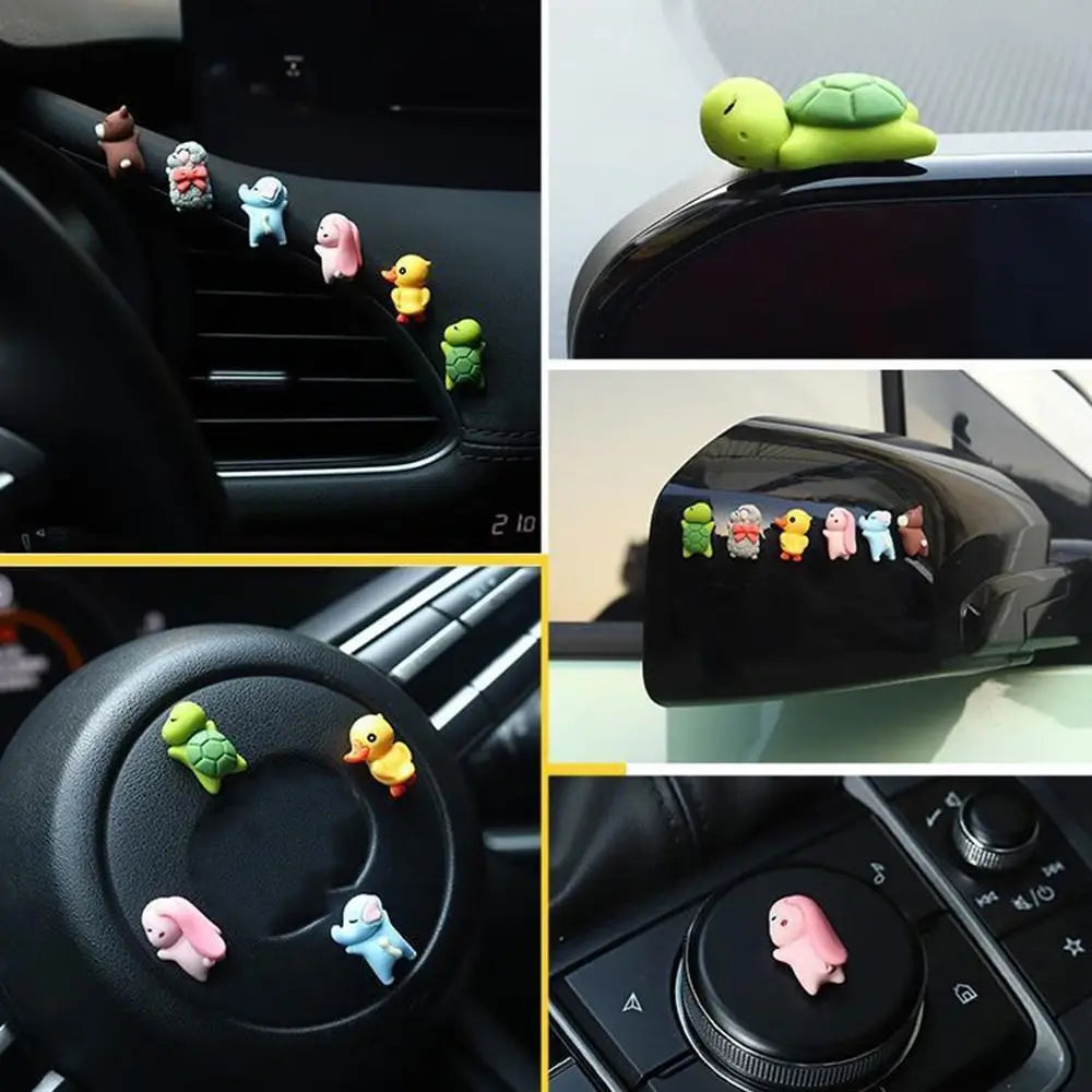 6Pcs/Set Sleeping Mini Animal Car Interior Decoration