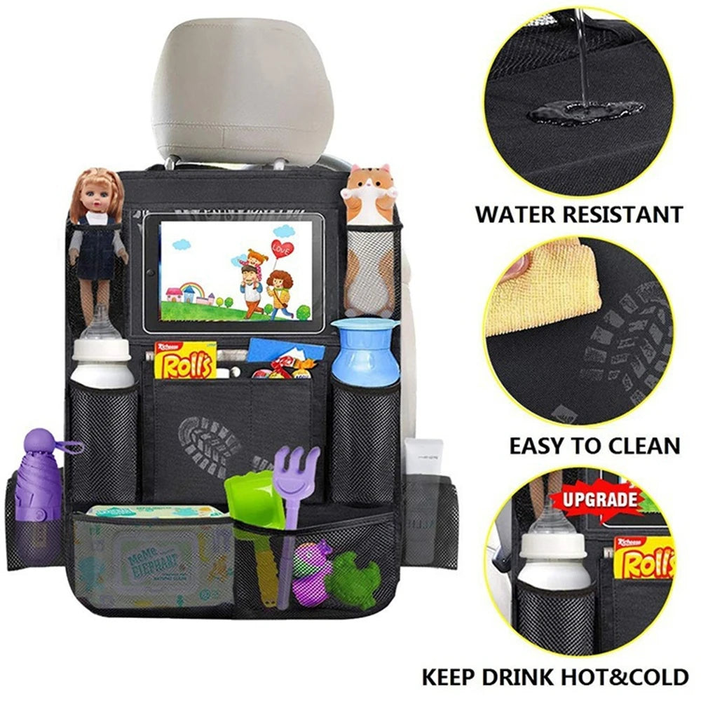 Car Backseat Organizer with Touch Screen Tablet Back Protectors