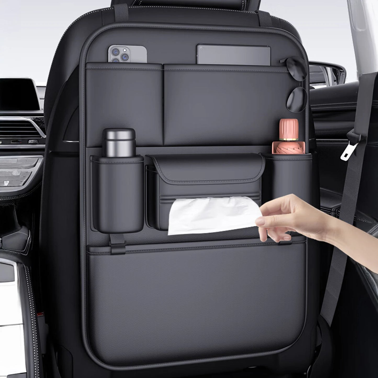Universal Car Seat Back Organizer Bag Easy Install