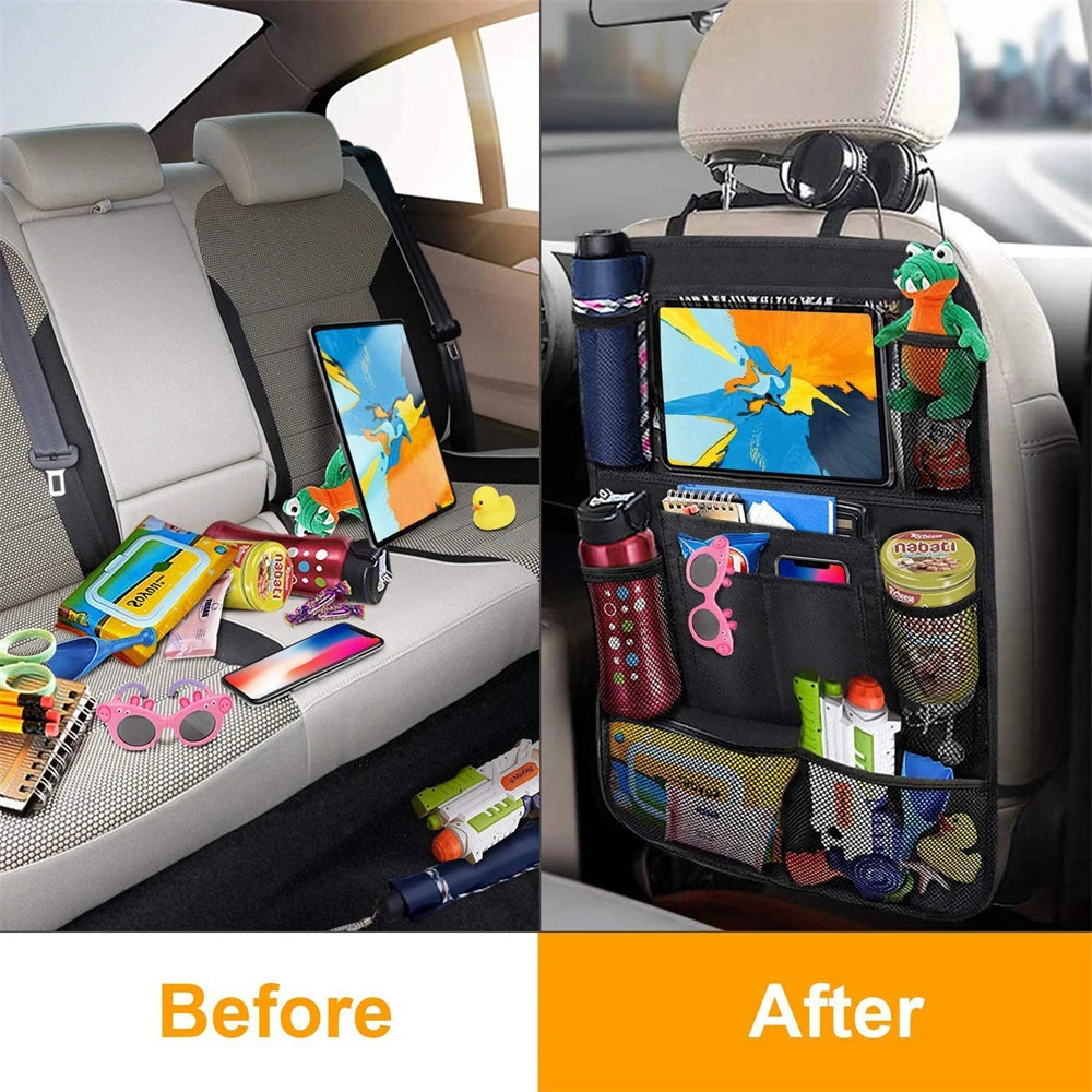 Car Backseat Organizer with Touch Screen Tablet Back Protectors