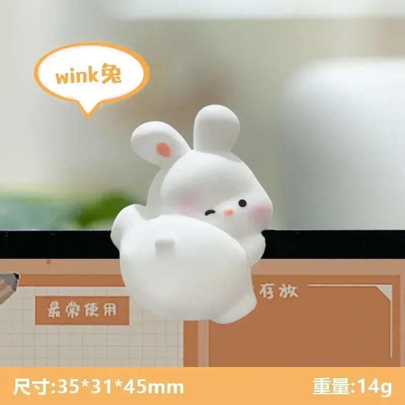 Mini Cartoon Animal Rubber Decorative Toy Cute Computer Desktop Decoration Car
