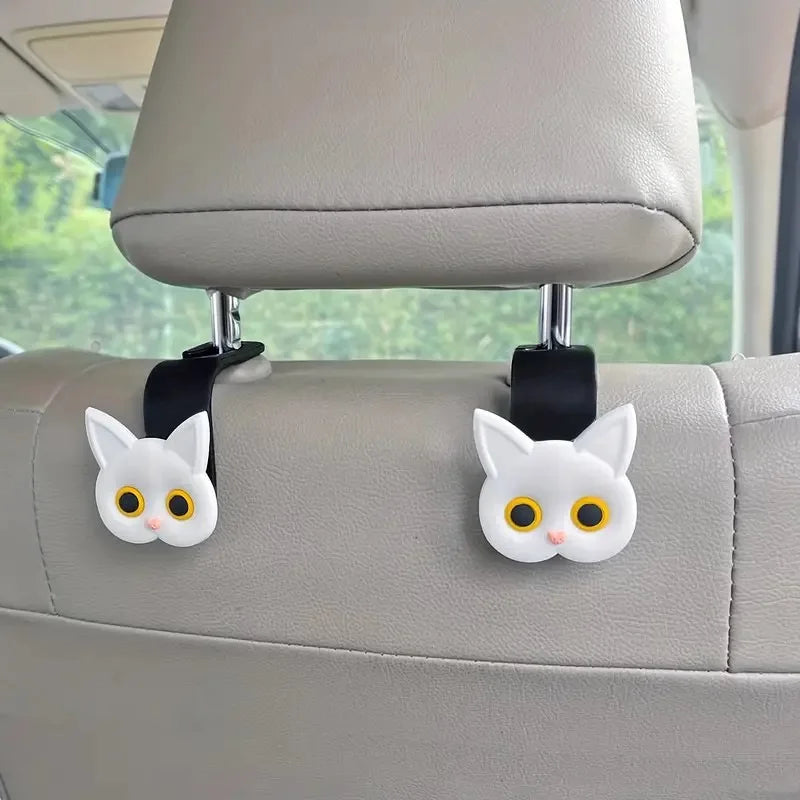 Cute 3D Cartoon Cat Car Seat Headrest Hook Handbag