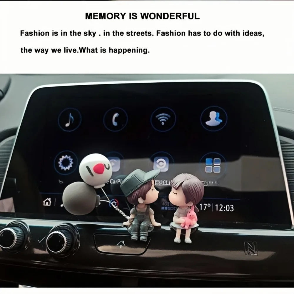 Car Decoration Cute Cartoon Couples Action Figure Figurines Balloon Ornament - For Girls - Auto Interior Dashboard Accessories