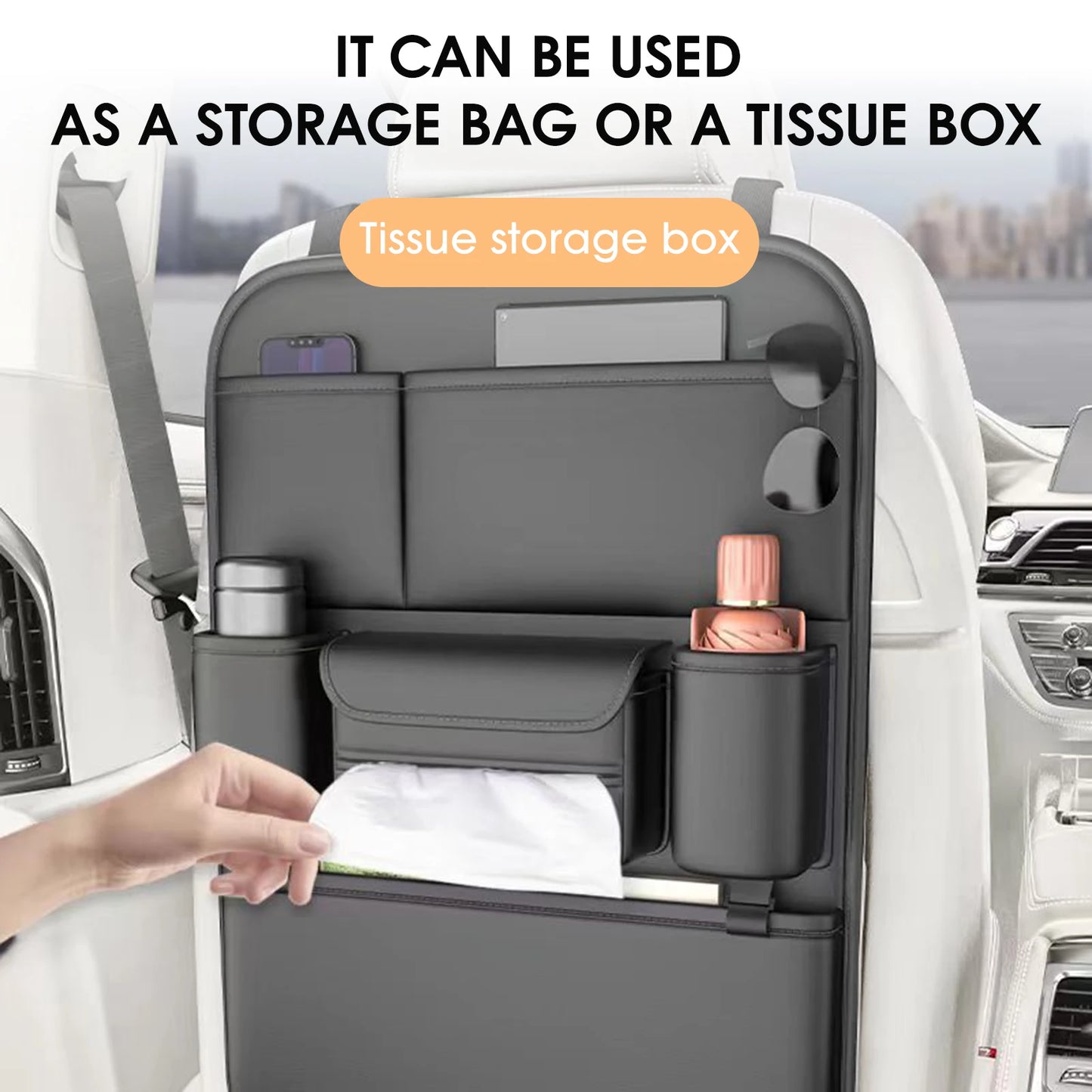 Universal Car Seat Back Organizer Bag Easy Install