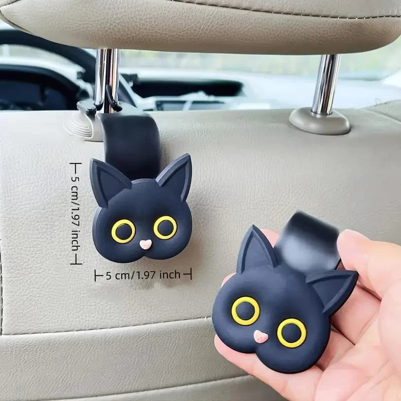 Cute 3D Cartoon Cat Car Seat Headrest Hook Handbag