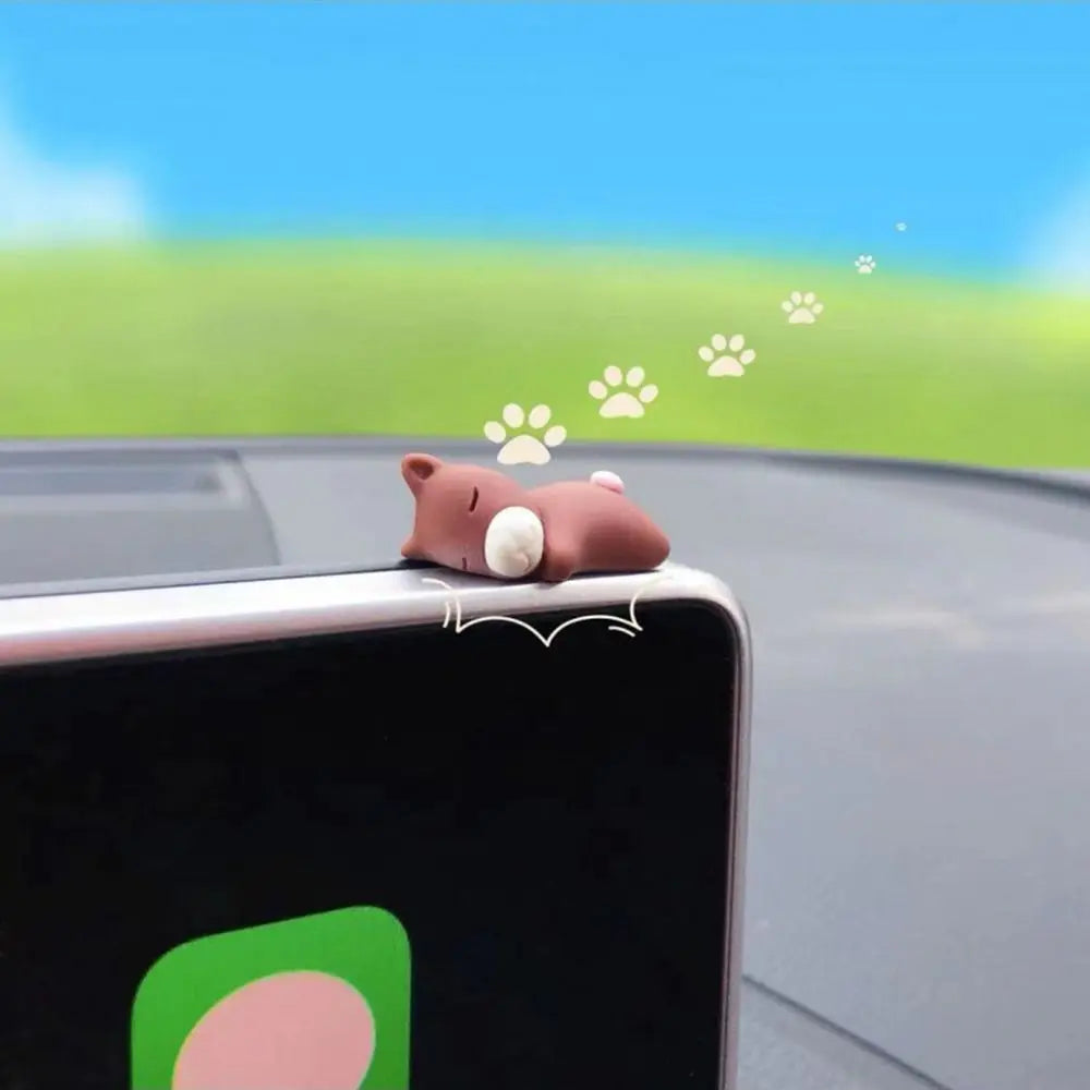 6Pcs/Set Sleeping Mini Animal Car Interior Decoration