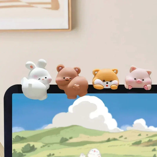 Mini Cartoon Animal Rubber Decorative Toy Cute Computer Desktop Decoration Car