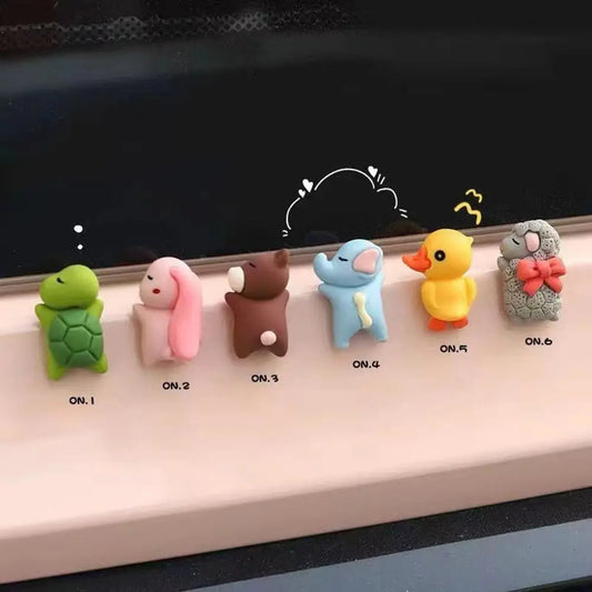 6Pcs/Set Sleeping Mini Animal Car Interior Decoration