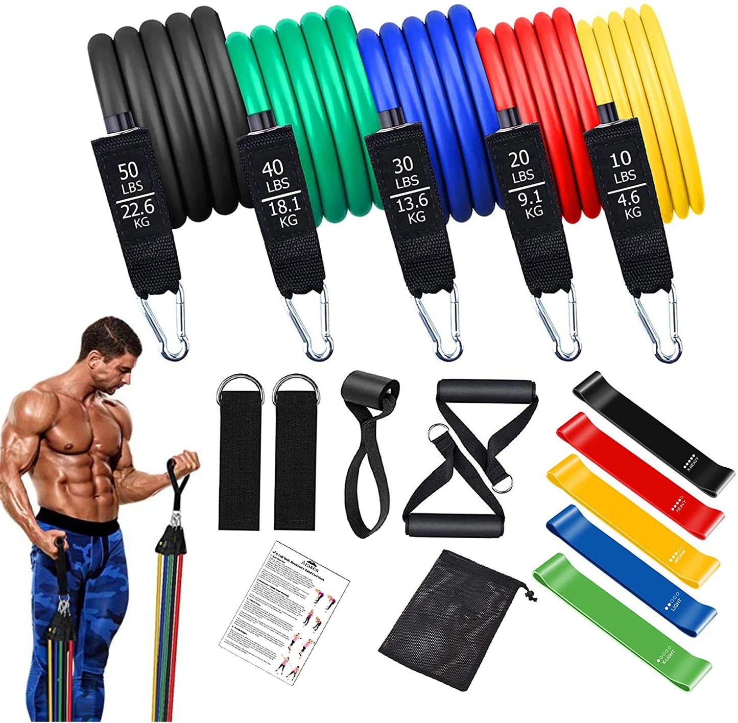 Workout Bar Fitness Resistance Bands Set