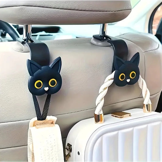 Cute 3D Cartoon Cat Car Seat Headrest Hook Handbag