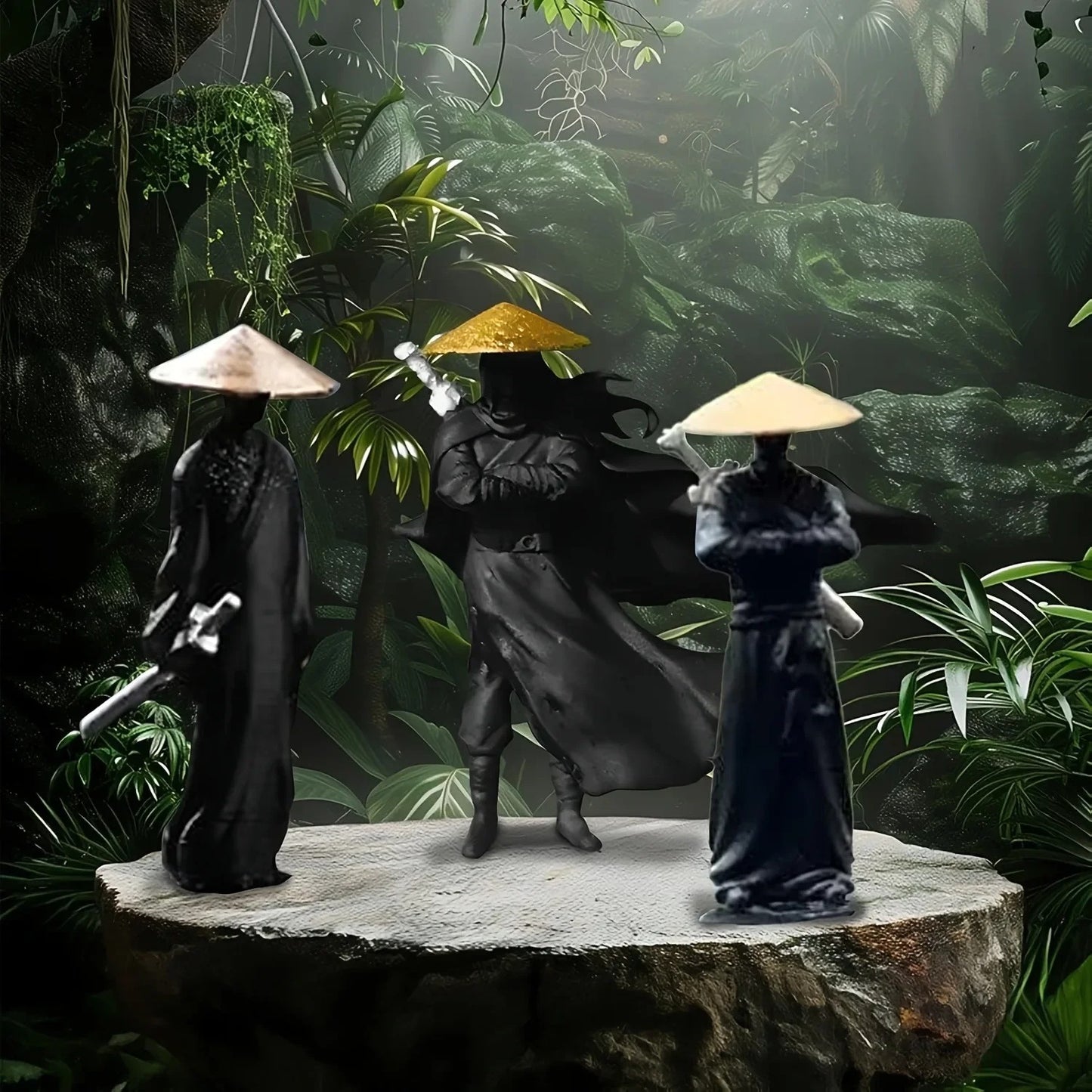 Mini Samurai Ninja Statue Set