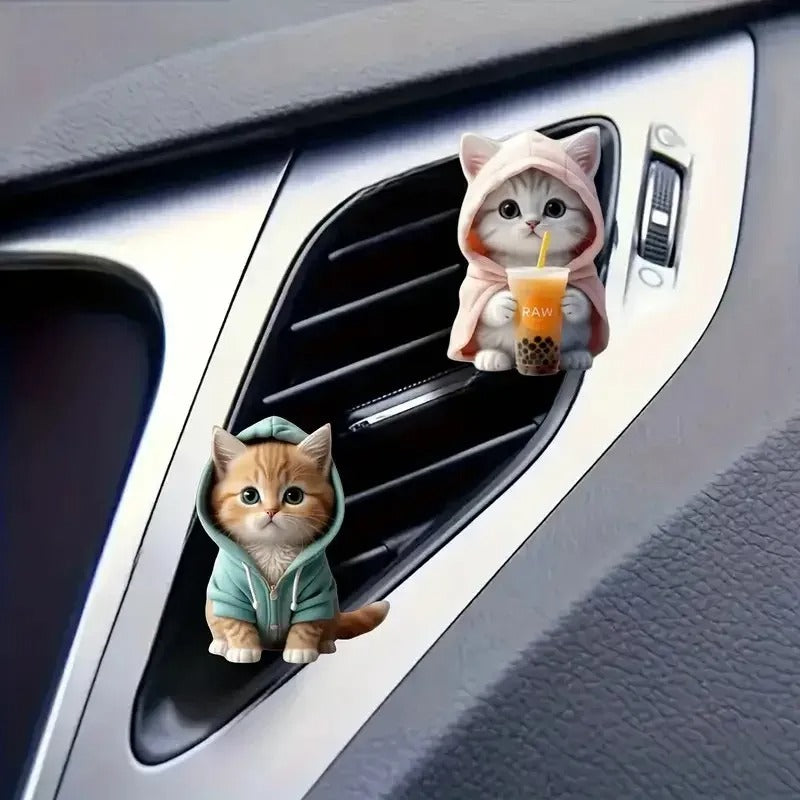 Cute Cat & Dog Acrylic Car Air Freshener 2pcs